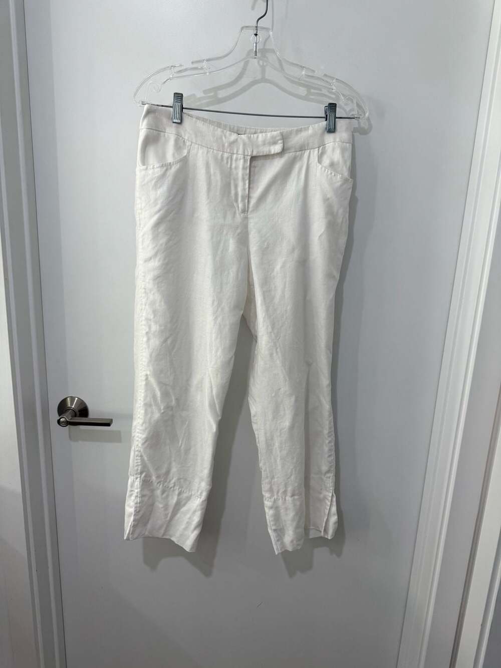 For Cynthia Women's White Linen Cropped Pants Size 4